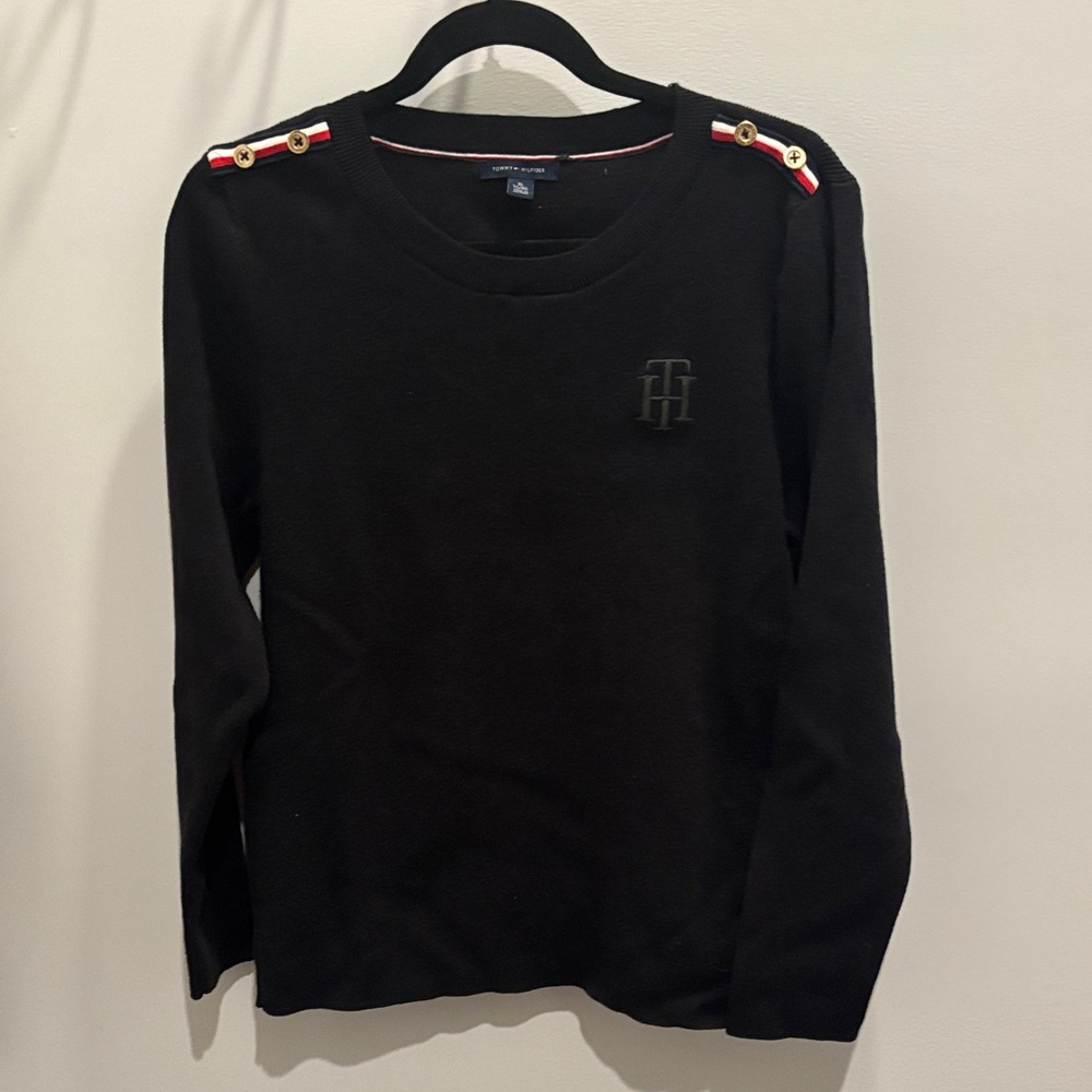 Tommy Hilfiger Kids Black Sweater with Button Accents
